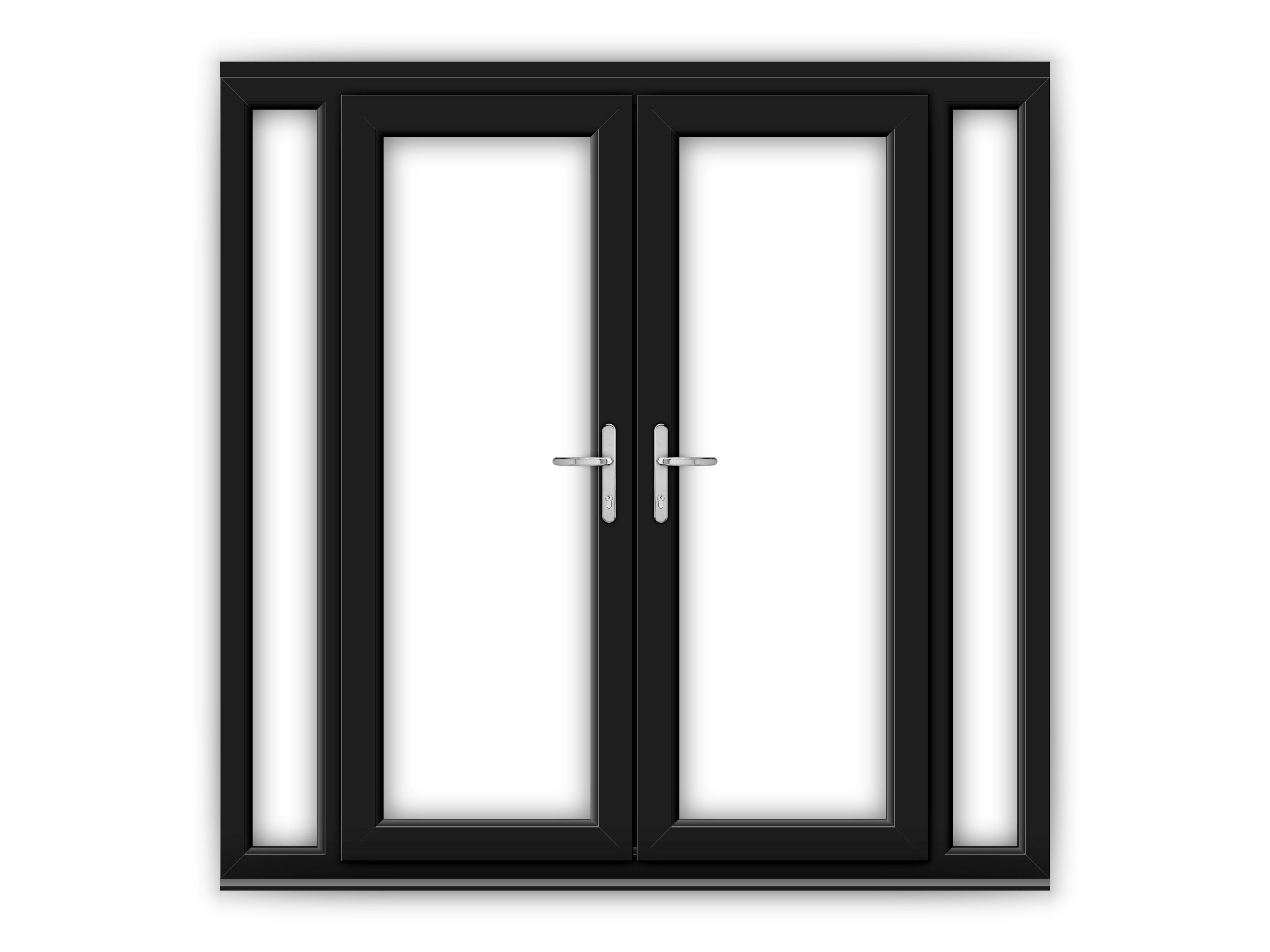 5ft Black uPVC French Doors with Narrow Side Panels Flying Doors